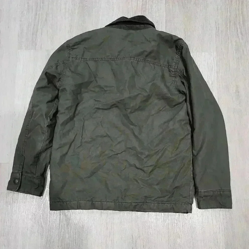 Old Navy Mens Long Sleeve Lined Collared Button Front Jacket Olive Green Size XL